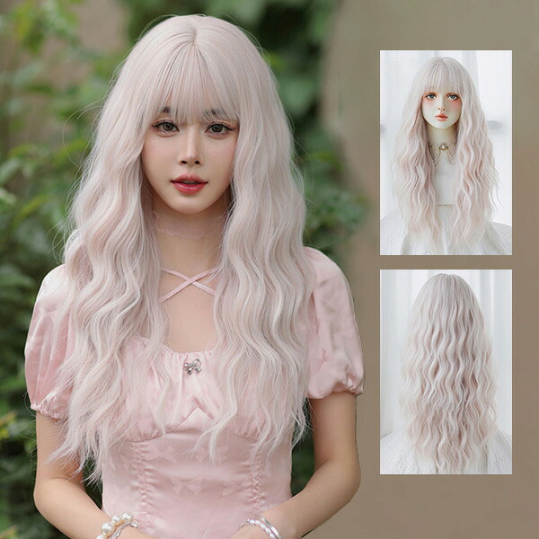 ウィッグ メッシュ レディース フルウィッグ ロング 巻き髪 ぱっつん前髪 前髪あり 可愛い かわいい 大人用 コスプレ ロリータ ゴスロリ コスチューム 原宿風 仮装 超自然 かつら wig Lolita 小顔 文化祭 イベント 学園祭 ハロウィン la101g4g4zs