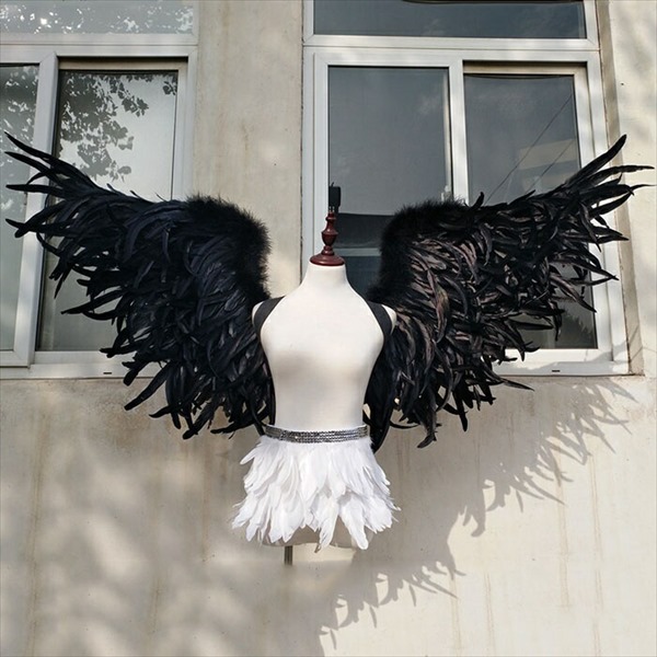 天使の羽 コスプレ道具 羽 翼 wing ウイング ブラック 80cm 堕天使 妖精 悪魔 手作り ファッションショー パーティーグッズ 撮影 cosplay用 コスプレ COSPLAY コスチューム ハロウィン クリスマス lg014h2h2w7