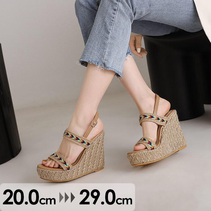 ウェッジソール サンダル 厚底 レディース かわいい オシャレ 脚長 ヒール12cm リゾート 美脚 カジュアル 靴 大人 軽量 歩きやすい 夏用 普段履き 20.0cm-29.0cm 小きいサイズ 大きいサイズ ei008m6m6x0