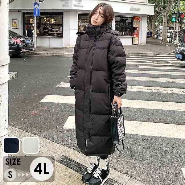 ダウンコート 90％ダウン ベンチコート ロングダウンコート 超ロング 暖かい レディース 黒 ロング丈 大きいサイズ フード付き 取り外し可能 ダブルファスナー アウター 柔らかい 防寒性 冬服 防寒着 あったか ブラック オフホワイト S M L 2L 3L 4L dd318n1n1w9