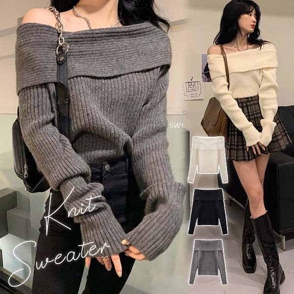 楽天市場】ニットセーター オフショルダー オフショルニット