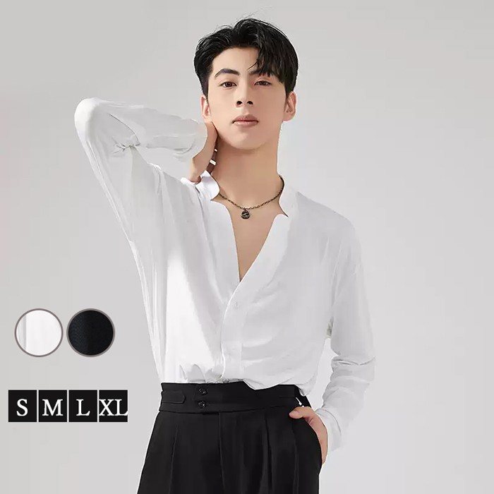 チャコット　L　長袖シャツ ボタンダウン　 白　ストレッチ　社交ダンス チャコット L 長袖シャツ ボタンダウン 白 ストレッチ 社交ダンス T