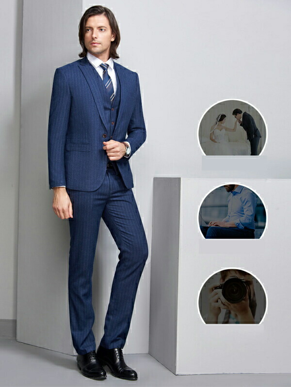 【サイズ有S/M/L/XL/2XL/3XL/4XL】縦縞メンズスーツスリム肩パッドあり1ツボタンビジネススーツsuitセットアップスーツビジネススーツ紳士メンズフォーマルスーツ大きいサイズ結婚式成人式ブルースーツグレースーツdg667f0f0f0/代引き不可