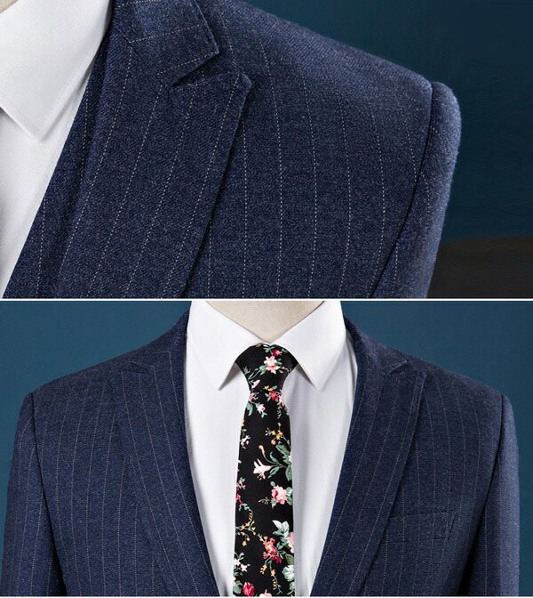 【サイズ有S/M/L/XL/2XL/3XL/4XL】縦縞メンズスーツスリム肩パッドあり1ツボタンビジネススーツsuitセットアップスーツビジネススーツ紳士メンズフォーマルスーツ大きいサイズ結婚式成人式ブルースーツネイビースーツdg667f0f0f0/代引き不可