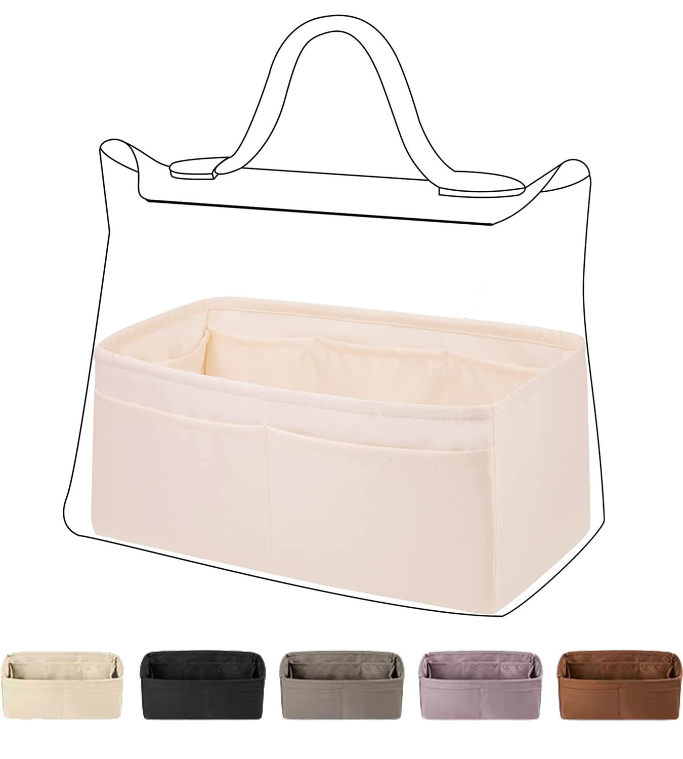 バッグインナーバッグ　バッグインバッグ　インナーバッグ　高級絹　高級サテン　トートバッグ用kelly2424 mini/29/35 Bags対応 バッグ 内部 底 汚れ防止 PaBin