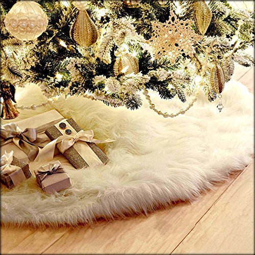 122cm クリスマスツリースカート クリスマス飾り 円形 サンタクロースツリースカート ホワイト ツリー下用 可愛い 豪華