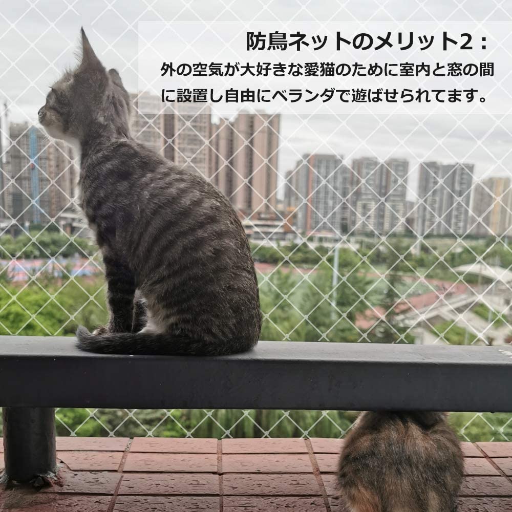 お得な情報満載 防鳥ネット ベランダ鳥よけネット カラス 鳩対策防鳥網 果樹守りや野菜栽培や防獣ネット 猫侵入脱走防止 透明色 