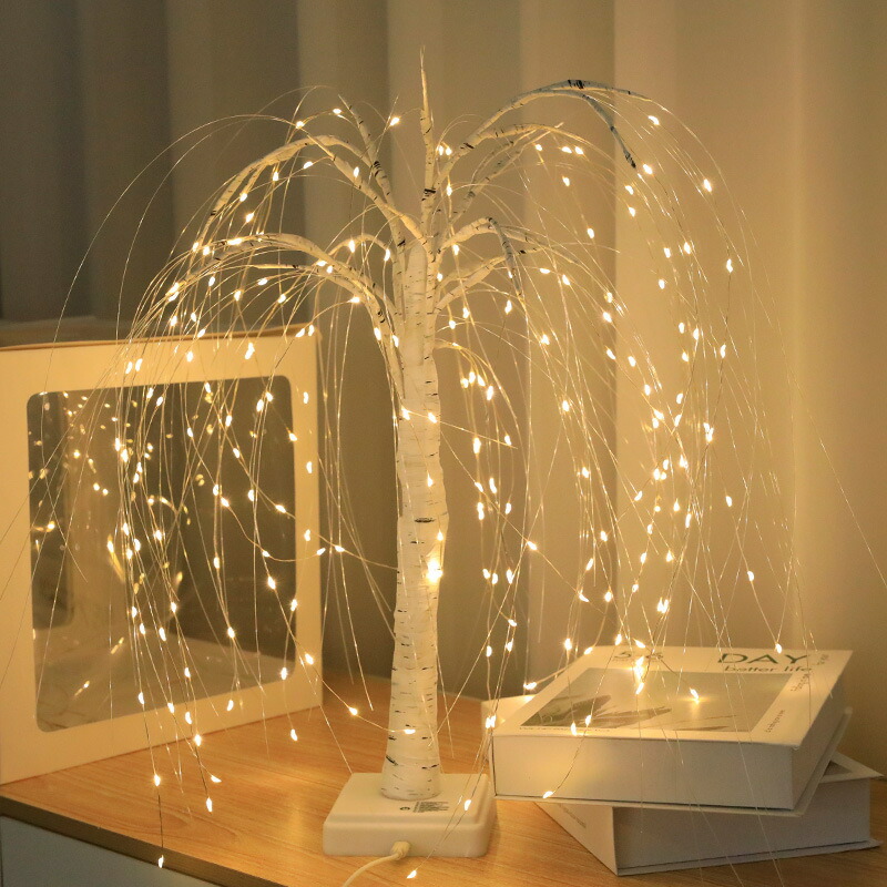 柳の形 LED クリスマスツリーライト イルミネーションライト 高さ50cm 192led インテリア 電池/usb両用 間接照明 卓上 飾り おしゃれ 雰囲気ランプ 屋内装飾用