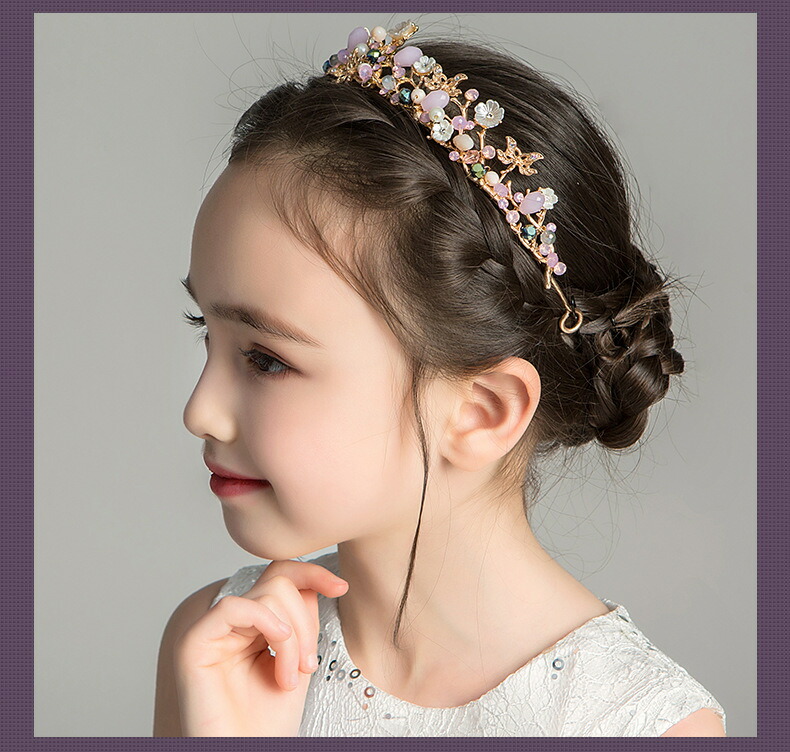 ヘアアクセサリー ピアノ発表会 ヘアーバンド フラワーティアラ ティアラ 子供