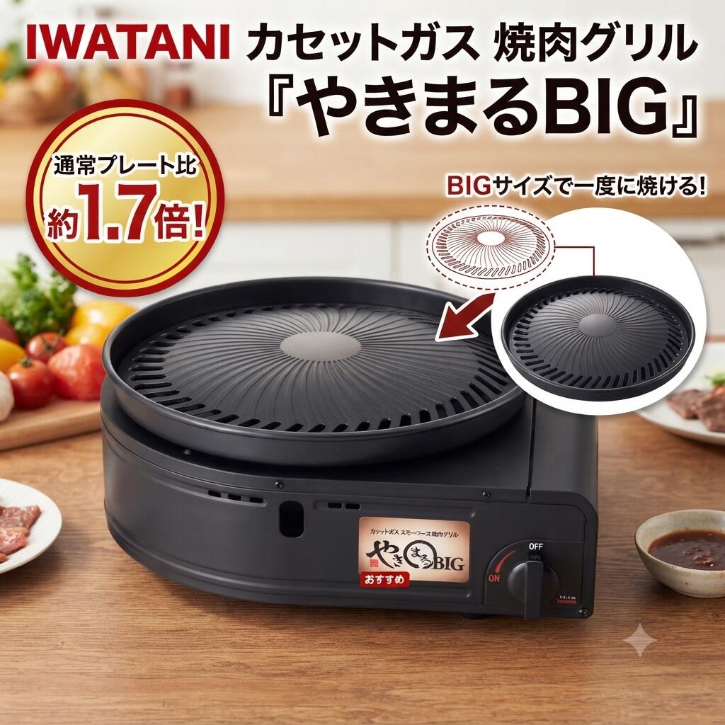 ★ランキング1位獲得商品★ 【最強翌日配送】 イワタニ カセットガス スモークレスグリル やきまるビッグ CB-SLG-BIG｜Sunproud店