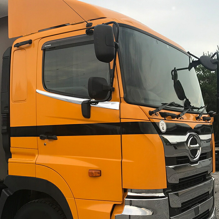 日野17レンジャーメッキドアアッパーモール左右セット貼り付けタイプH29.5~ウィンドウガーニッシュ外装カスタムパーツデコトラメッキパーツ