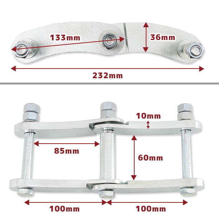 ジムニーJA11JA71SJ30中折れブーメランロングシャックル4個セット1台分PIN-PIN:100mm-100mmスズキ車カスタムパーツ足回りカー用品部品車用品カーパーツ