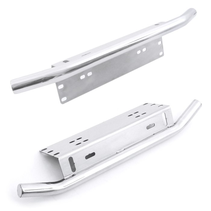 汎用メッキナンバープレートガードパイプバンパーステンレス製ジムニーランクルサーフプラドフォグステー付ブッシュバー車カスタムカスタムパーツパーツカー用品車用品カーパーツ