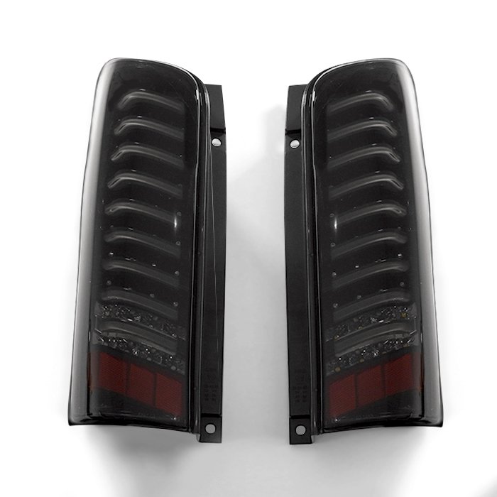 日産NV350キャラバン前期E26フルLEDフルファイバーテールランプ左右セットスモーク×ブラック外装ライトカスタムパーツE261型