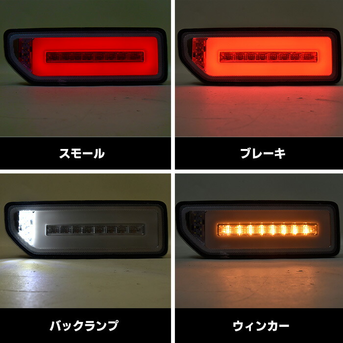 ジムニーJB64WJB74WスクエアLEDテールランプシーケンシャルウインカーホワイトファイバー左右セットスズキジムニーシエラ外装ウィンカー車カスタムカスタムパーツパーツカー用品車用品カーパーツ