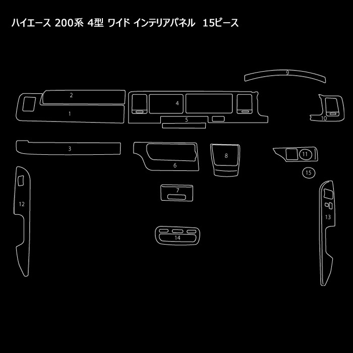 最大58％オフ！ 200系 ハイエース 4型 5型 6型 S-GL ワイド 茶木目 インテリア パネル 15P セット ウッド調 インパネ 内装  fucoa.cl