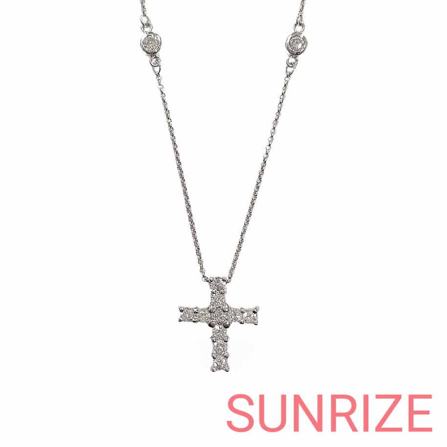 Pt850 ダイヤモンド クロス ネックレス【N1144】【中古】|SUNRIZEshop 店