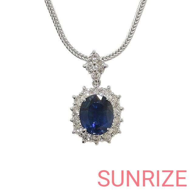 Pt850/Pt900 鑑別書付き サファイア2.74ct ダイヤモンド0.96ct ネックレス【N1180】【中古】|SUNRIZEshop 店