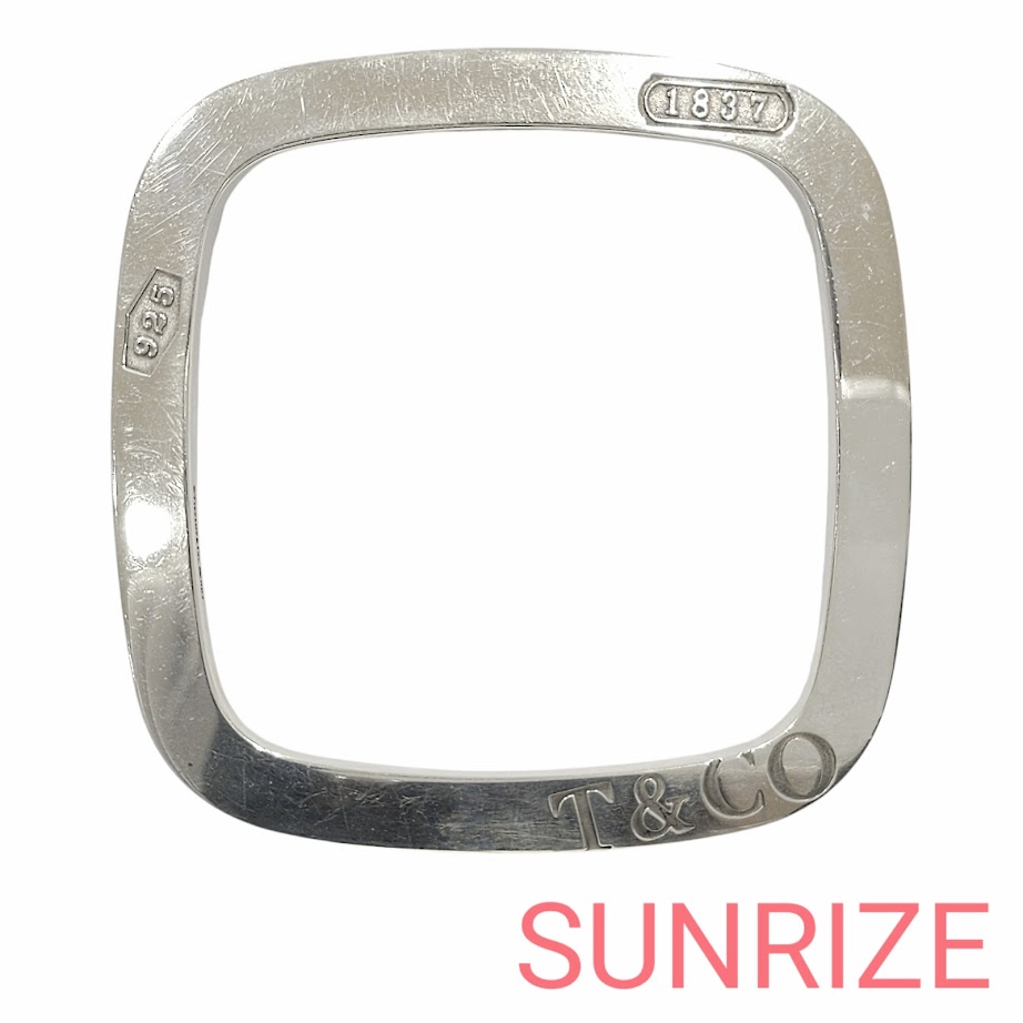 Tiffany & Co. ティファニー 1837 フラット スクエア バングル ブレスレット シルバー925 約47.6g アクセサリー【送料無料】【中古】｜SUNRIZEshop 店