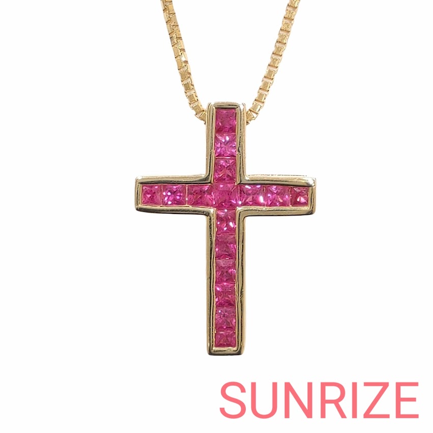 K18 ルビー0.75ct クロスネックレス 約50cm 約6.7g ゴールド【送料無料】【中古】|SUNRIZEshop 店