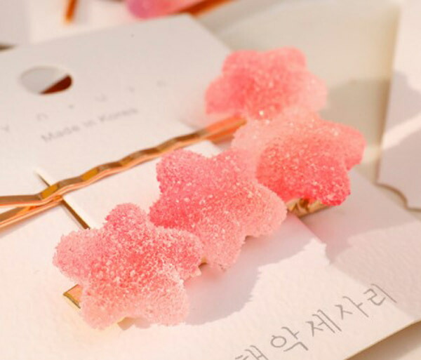 市場 お砂糖 ヘアアクセサリー かわいい グミ風 スイーツ クリップ カラフル お菓子 ヘアピン