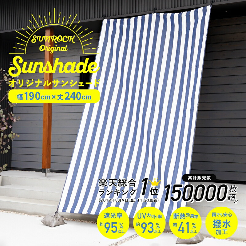 【楽天市場】日よけ シェード 幅190×丈270cm 1枚 UV93％カット オーニング 撥水 UVカット 紫外線 遮光 取付ヒモ付属 日除け 雨よけ  サンシェード テント バルコニー 窓 ベランダ ウッドデッキ 北欧 送料無料 あす楽 [R-SS] : サンロック＠インテリア