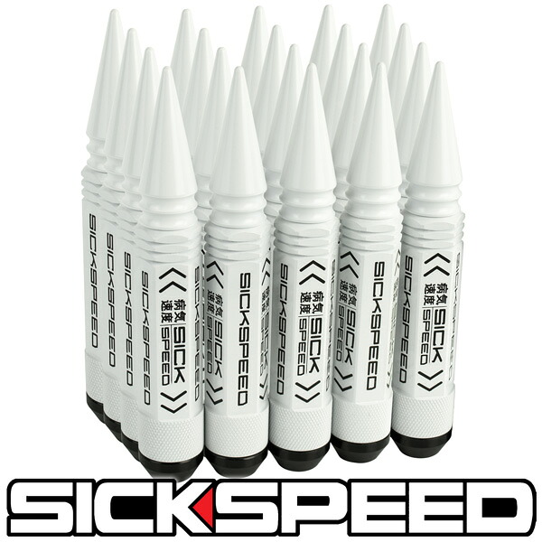 SICKSPEED　 3Pハイブリッドナット　スパイク　ロングタイプ　128mm　 ホワイト　16本　20本　24本　 スパイクナット ホイールナット ホイールボルト スチールナット アルミナット ロックナット 3分割 シックスピード　 12x1.5 12x1.25 1/2-20 14x1.5 14x2.0
