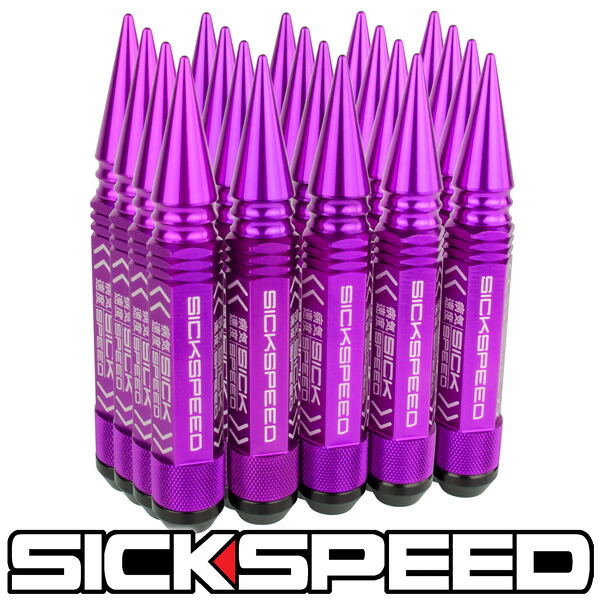 SICKSPEED 3Pハイブリッドナット スパイク ロングタイプ 128mm パープル 紫 16本 20本 24本 スパイクナット ホイールナット ホイールボルト スチールナット アルミナット ロックナット 3分割 シックスピード 12x1.5 12x1.25 1/2-20 14x1.5 14x2.0