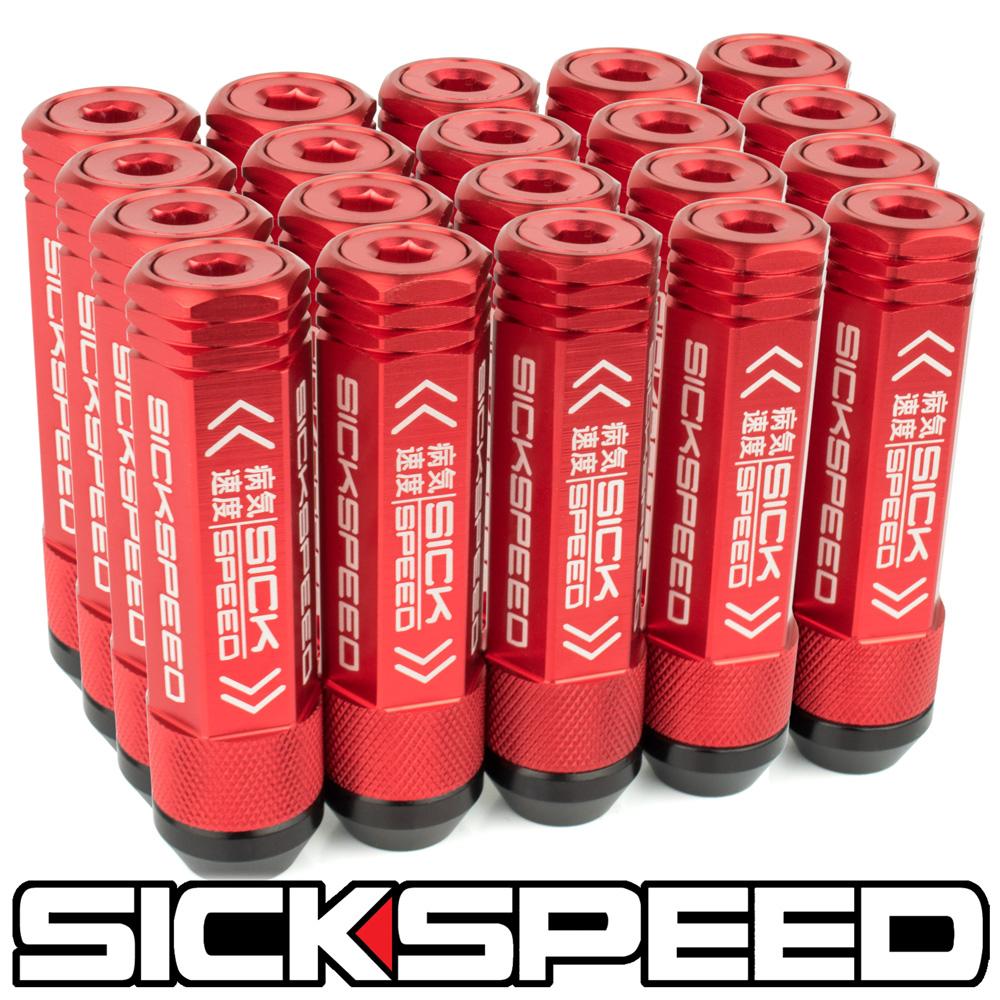 SICKSPEED　 3Pハイブリッドナット　ロングタイプ　キャップ　80mm　 レッド　16本　20本　24本　 キャップナット ホイールナット ホイールボルト スチールナット アルミナット ロックナット 3分割 シックスピード　 12x1.5 12x1.25 1/2-20 14x1.5 14x2.0