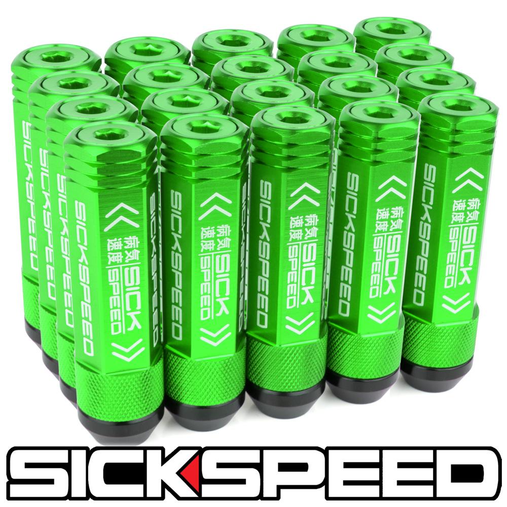 【楽天市場】SICKSPEED 3Pハイブリッドナット ロングタイプ グリーン 20本 80mm キャップナット スチールナット アルミナット
