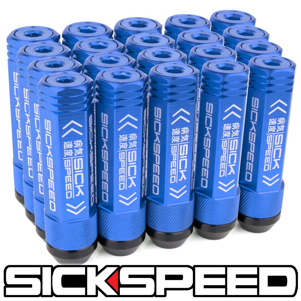 SICKSPEED　3Pハイブリッドナット　ロングタイプ　キャップ　80mm　ブルー　16本　20本　24本　キャップナット ホイールナット ホイールボルト スチールナット アルミナット ロックナット 3分割 シックスピード　12x1.5 12x1.25 1/2-20 14x1.5 14x2.0｜SUNSET USDMパーツ 店