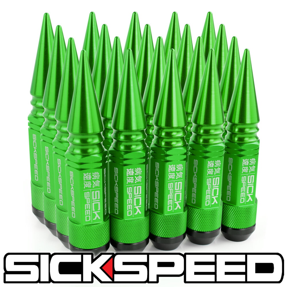 【楽天市場】SICKSPEED 3Pハイブリッドナット ショートタイプ グリーン 20本 108mm スパイクナット スチールナット アルミ