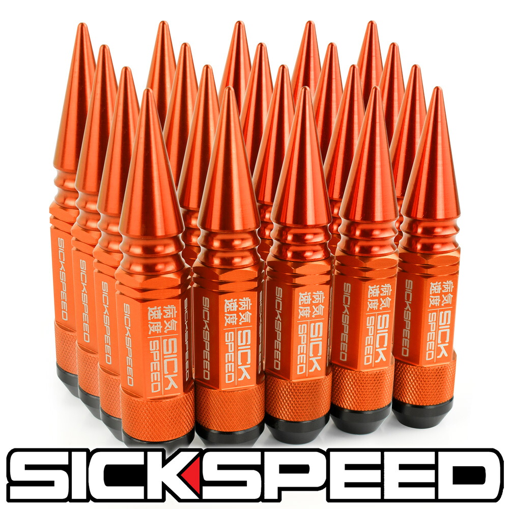 SICKSPEED 3Pハイブリッドナット ショートタイプ スパイク 108mm オレンジ 16本 20本 24本 スパイクナット ホイールナット ホイールボルト スチールナット アルミナット ロックナット 3分割 シックスピード 12x1.5 12x1.25 1/2-20 14x1.5 14x2.0|SUNSET USDMパーツ 店