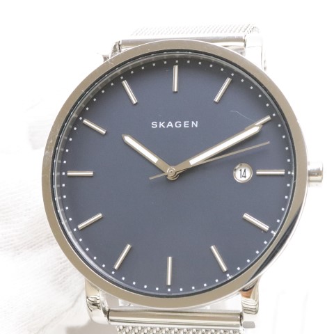 【中古】O628T スカーゲン SKAGEN メンズ クオーツ 腕時計 QZ 日付機能 純正ベルト