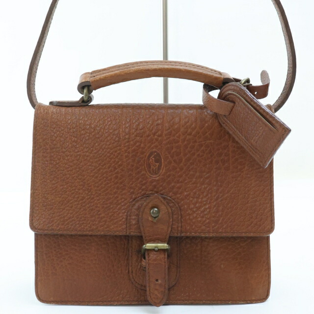 Ralph Lauren ラルフローレン 本革 巾着ショルダーバッグブラウン美品