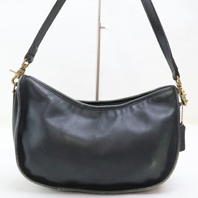 【中古】2508-62 コーチ職 5906 ショルダーバッグ COACH なめし革製 黒いこと系 上ZIP