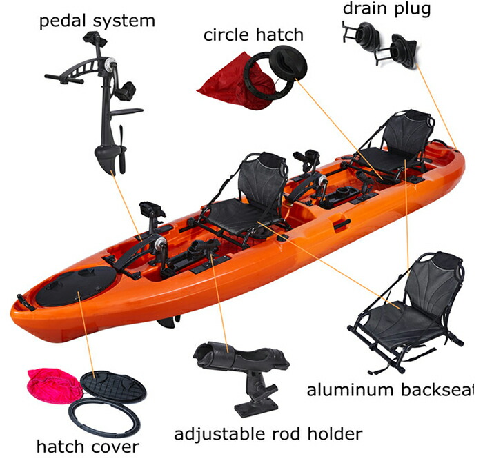 楽天市場 新仕様2人乗り ポセイドンカヤックfishing Kayak 推進ペダル駆動システム 可動式ロッドホルダー フィッシングカヤック シーカヤック 引取限定 サンシャイン