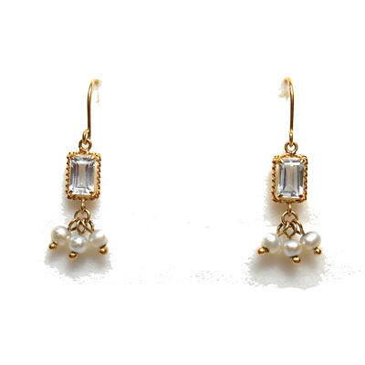 K10 ピアス ブルートパーズ 淡水パール 10金 【クリスマス】【アクセサリー】｜お酒・宝飾のサンショップささき