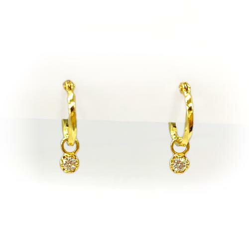 【K18YG 18金イエローゴールド】ダイヤモンド フープピアス チャーム取外し可 2Way アクセサリー【フープ】【2Way】【チャーム】【ダイヤ】【ダイアモンド】【送料無料】|お酒・宝飾のサンショップささき