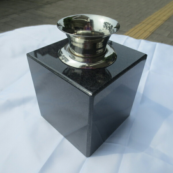 墓石 花立 2個 青御影石 G654 ステンレス 花筒 ペット墓にも 工事不要