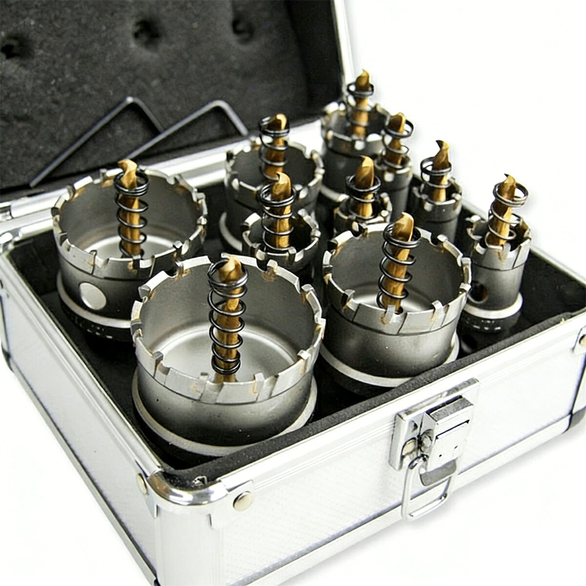 16mm～53mm　超硬セミロングホールソー 10個セット ケース付 / ステンレス・鉄用 スプリング付 ホールカッター サークルソー 5,863円