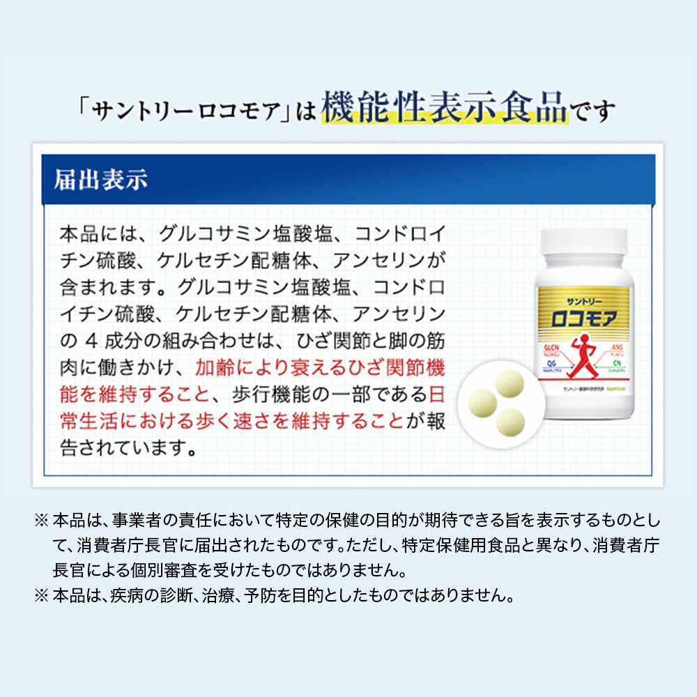 市場 3個セット グルコサミン コンドロイチン ロコモア 軟骨成分 サントリーウエルネス公式 筋肉成分