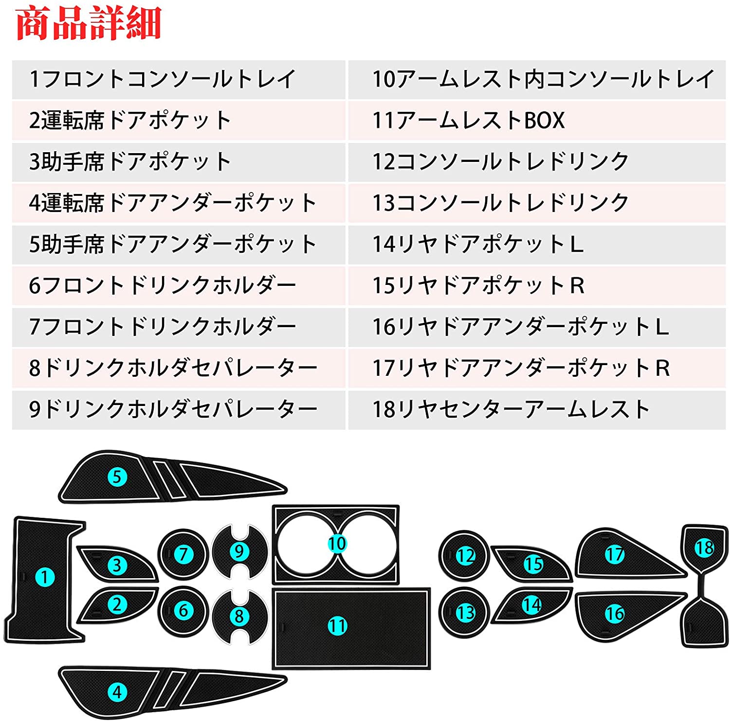 楽天市場 Sunvic トヨタ ハリアー 80系 インテリアラバーマット ドアポケットマット フロアマット 車カスタム 内装 パーツ 滑り止め ノンスリップ 18枚セット 白蓄光 Sunvic