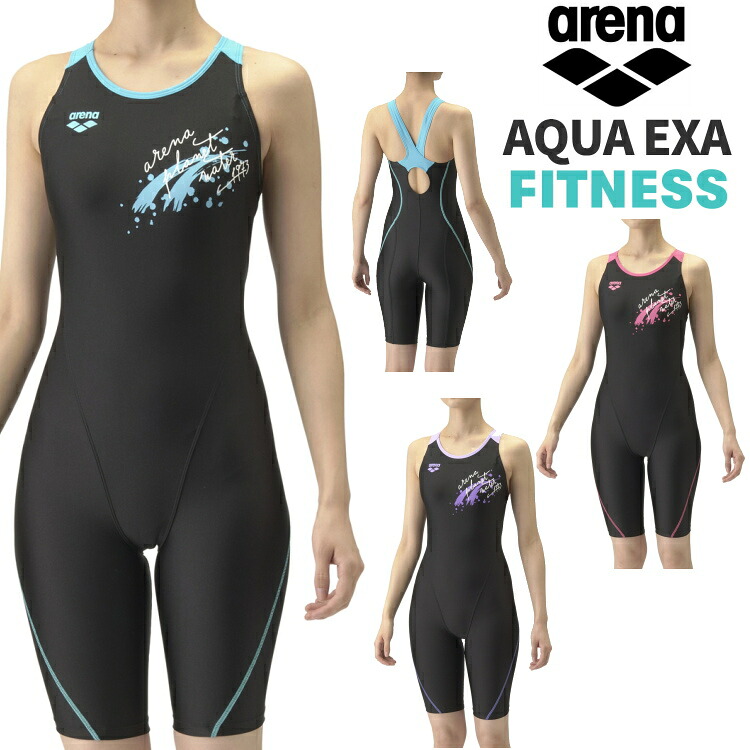 【最大限度2000円OFF引き換え証離れ離れ中】競技場 arena フィジカルフィットネス水泳着 レディース 衣装スパッツ 明けっ広げうしろ側 ハーフレッグ ひっかけパッド付き添い人 アクアエクサ AQUA EXA AS4FWF04W