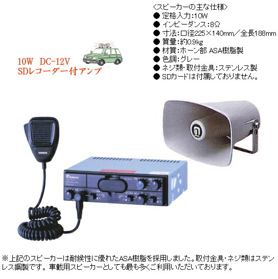 楽天市場】拡声器 車載用アンプ 選挙 スピーカー マイクセット