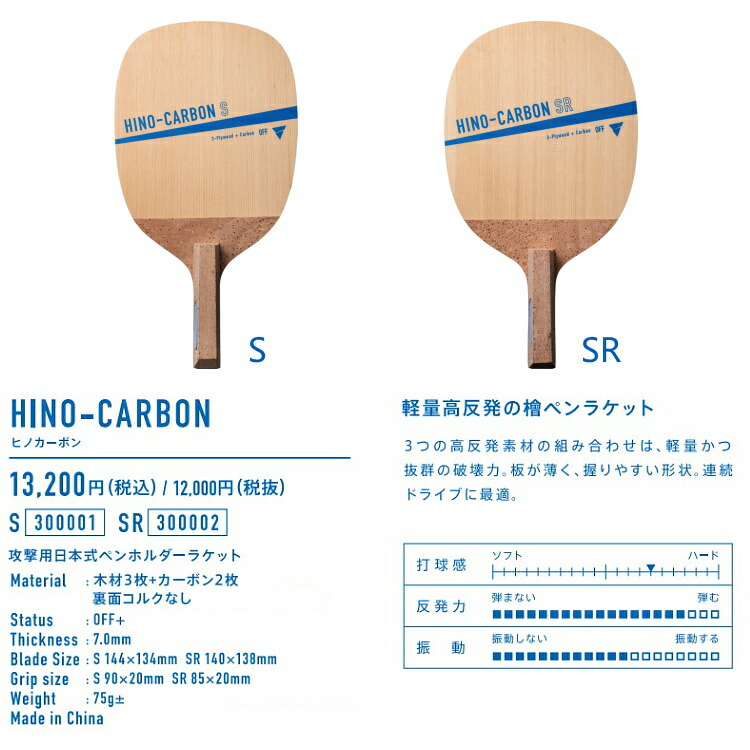 Victas ヴィクタス 卓球ラケット Hino Carbon ヒノカーボン S 角型 日本式ペン Rvcconst Com