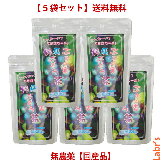 【 馬ぶどう茶 】5袋セット<BR>（ぶすの実茶・野ぶどう茶）<BR> 4g×20包ティーバック入り　<BR>「（有）やないづ食品」（無農薬国産品）