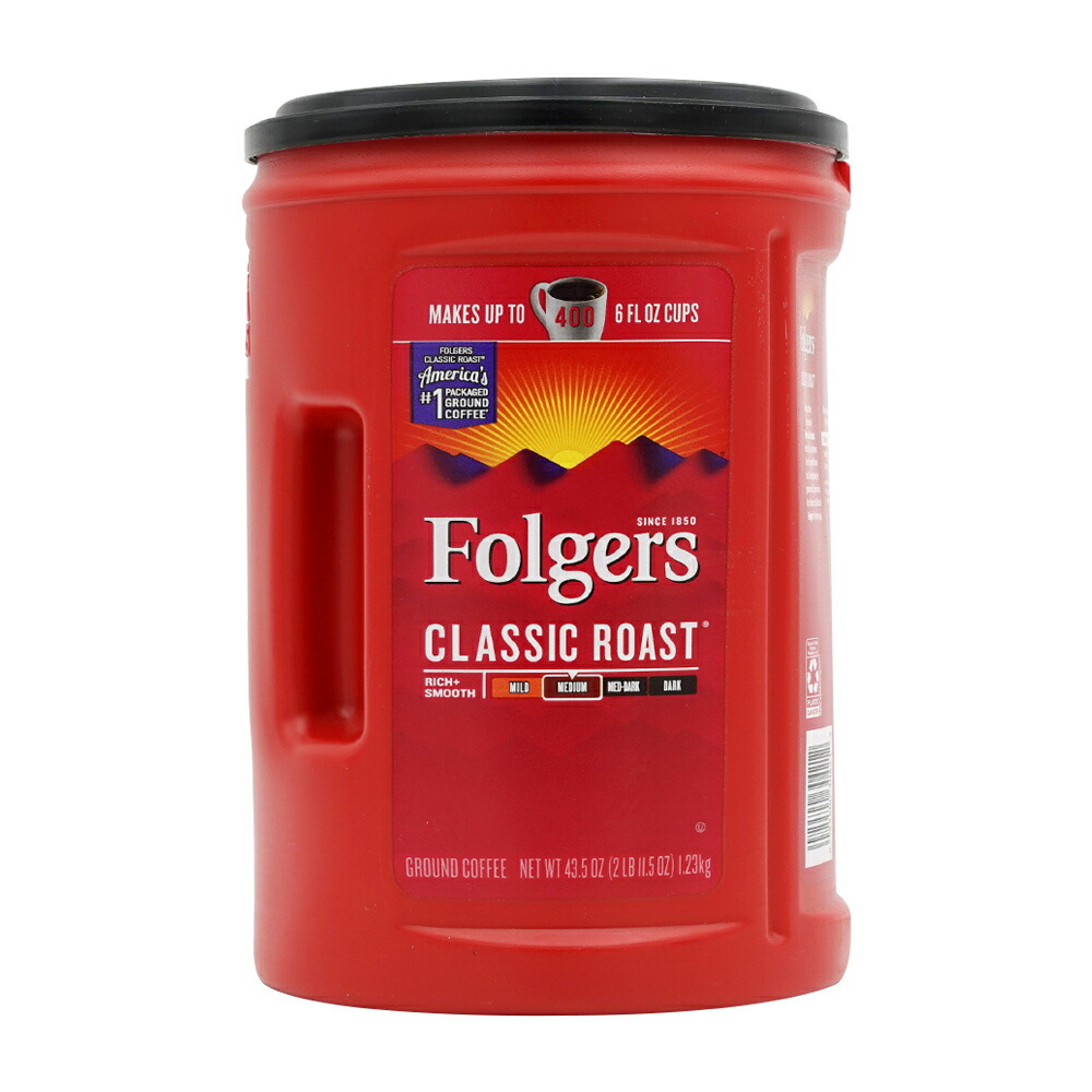 【楽天市場】【送料無料】フォルジャーズ クラシックローストグラウンドコーヒー ミディアム 1.23kg【Folgers】Classic