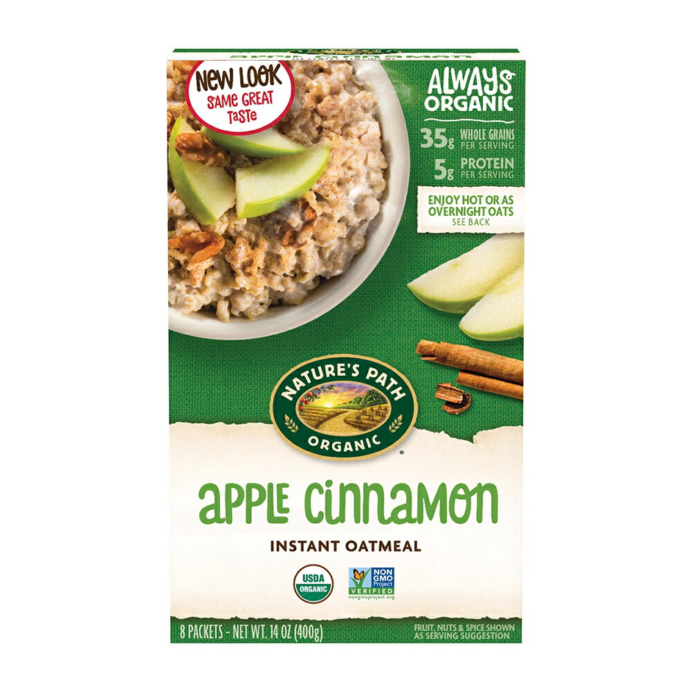 【楽天市場】【送料無料】 オーガニック アップルシナモン インスタント オートミール 8袋 400g ネイチャーズパス【Nature's