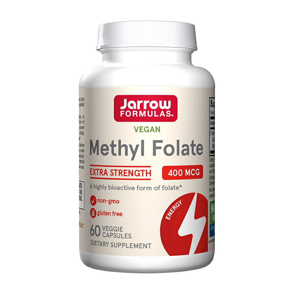 【送料無料】 メチルフォレート 400mcg 60粒 ベジカプセル ジャローフォーミュラ【Jarrow Formulas】Methyl Folate 400 mcg 60 Vegetarian Capsules画像